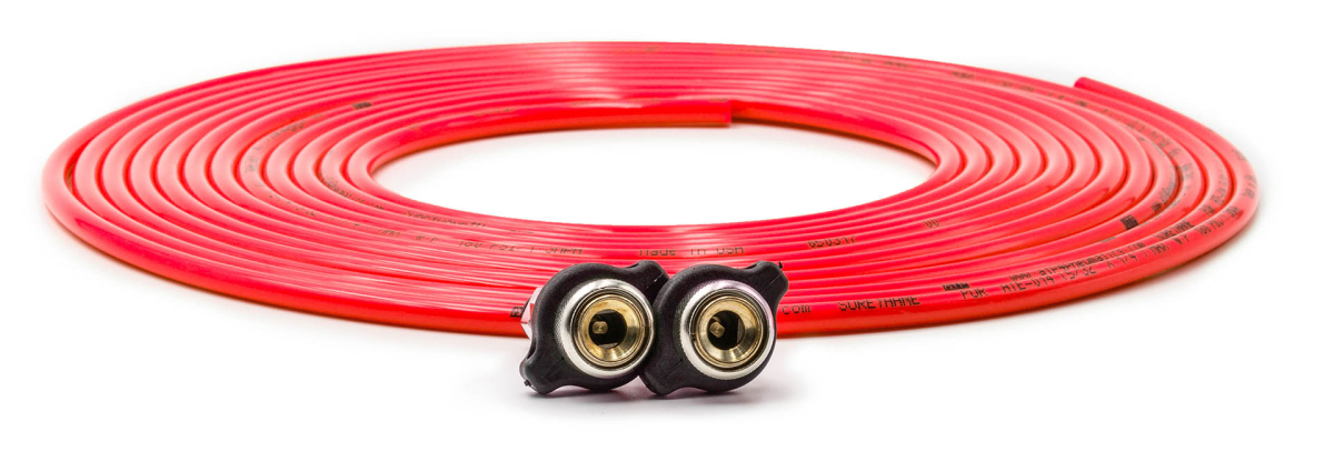 Up Down Air - Up Down Air Tire Inflator Hose Replacement 288 Inch W/2 Quick Release Chucks Red