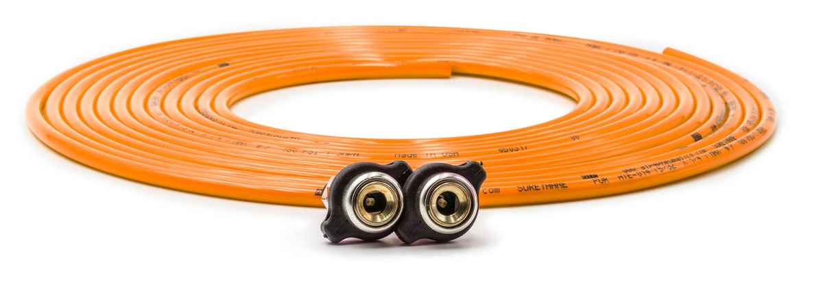 Up Down Air - Up Down Air Tire Inflator Hose Replacement 288 Inch W/2 Quick Release Chucks Orange