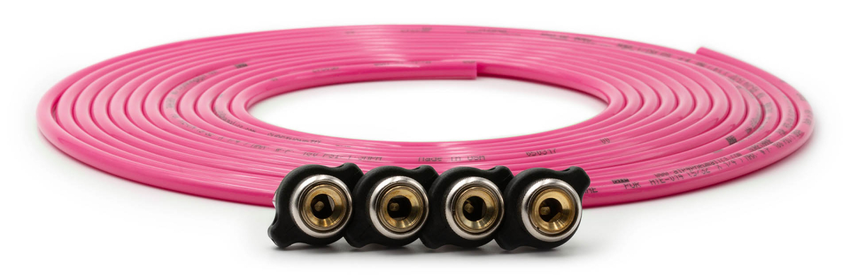 Up Down Air - Up Down Air Tire Inflator Hose Replacement 240 Inch W/4 Quick Release Chucks Pink