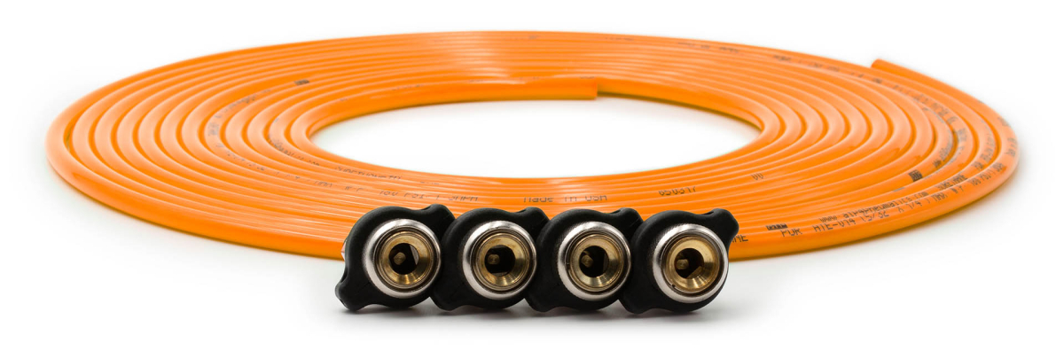 Up Down Air - Up Down Air Tire Inflator Hose Replacement 240 Inch W/4 Quick Release Chucks Orange