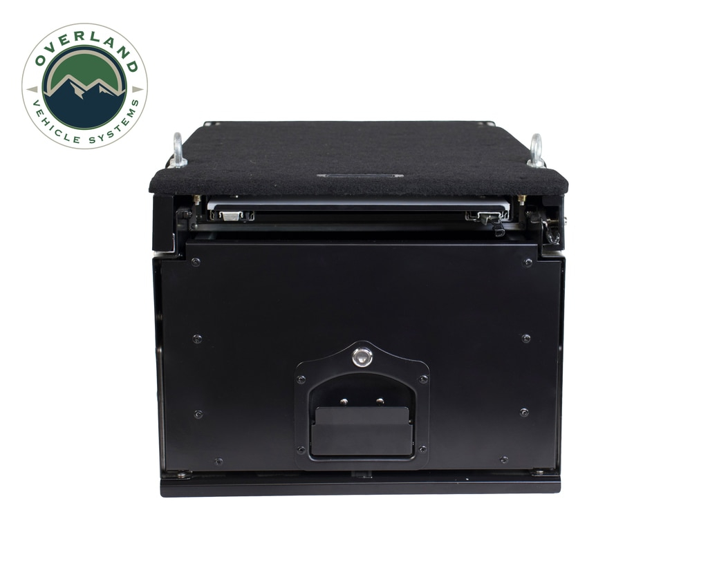 Overland Vehicle Systems - OVS | Cargo Box With Slide Out Drawer & Working Station Size Black Powder Coat Universal