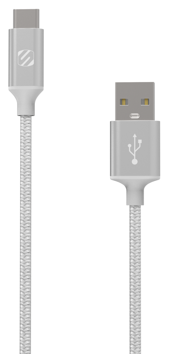 Scosche - Scosche Tangle-Free Braided USB-C Cable Silver 4'