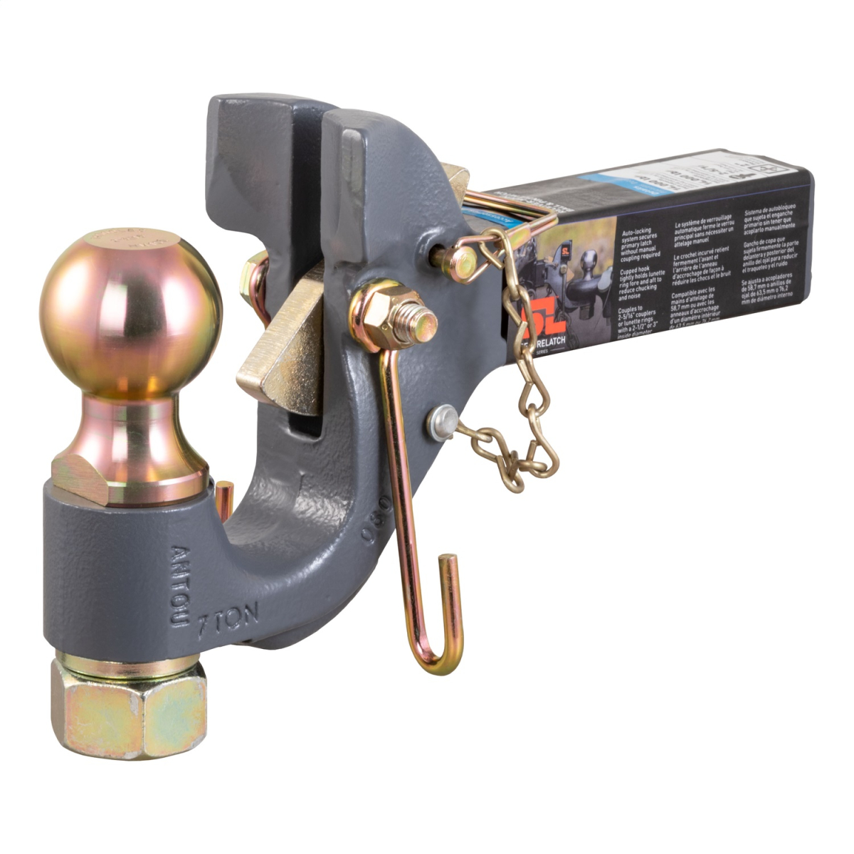 CURT - CURT 48406 SecureLatch Receiver-Mount 2-5/16-Inch Ball and Pintle Hitch Combination, 2-In Shank, 14,000 Pounds