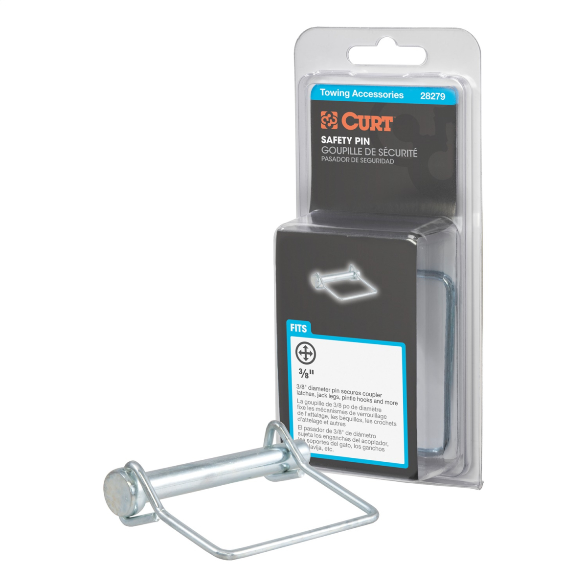 CURT - 3/8" Safety Pin (2-3/4" Pin Length, Packaged)