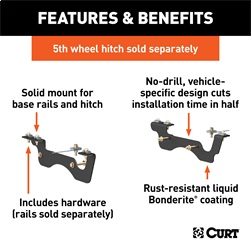 CURT - CURT 16431 5th Wheel Installation Brackets, Fits Select Ford F-250, F-350, F-450 Super Duty