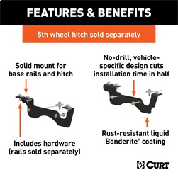 CURT - CURT 16432 5th Wheel Installation Brackets, Fits Select Ford F-250, F-350 Super Duty