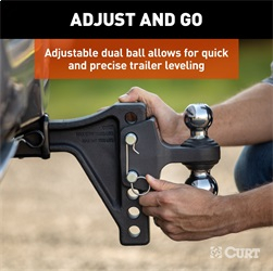 CURT - Adjustable Trailer Hitch Ball Mount with Dual Ball, 2" Shank, 15K