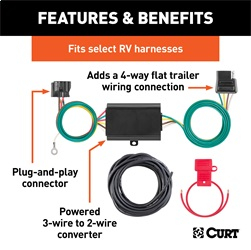 CURT - CURT 58920 Custom Towed-Vehicle RV Wiring Harness Add-On