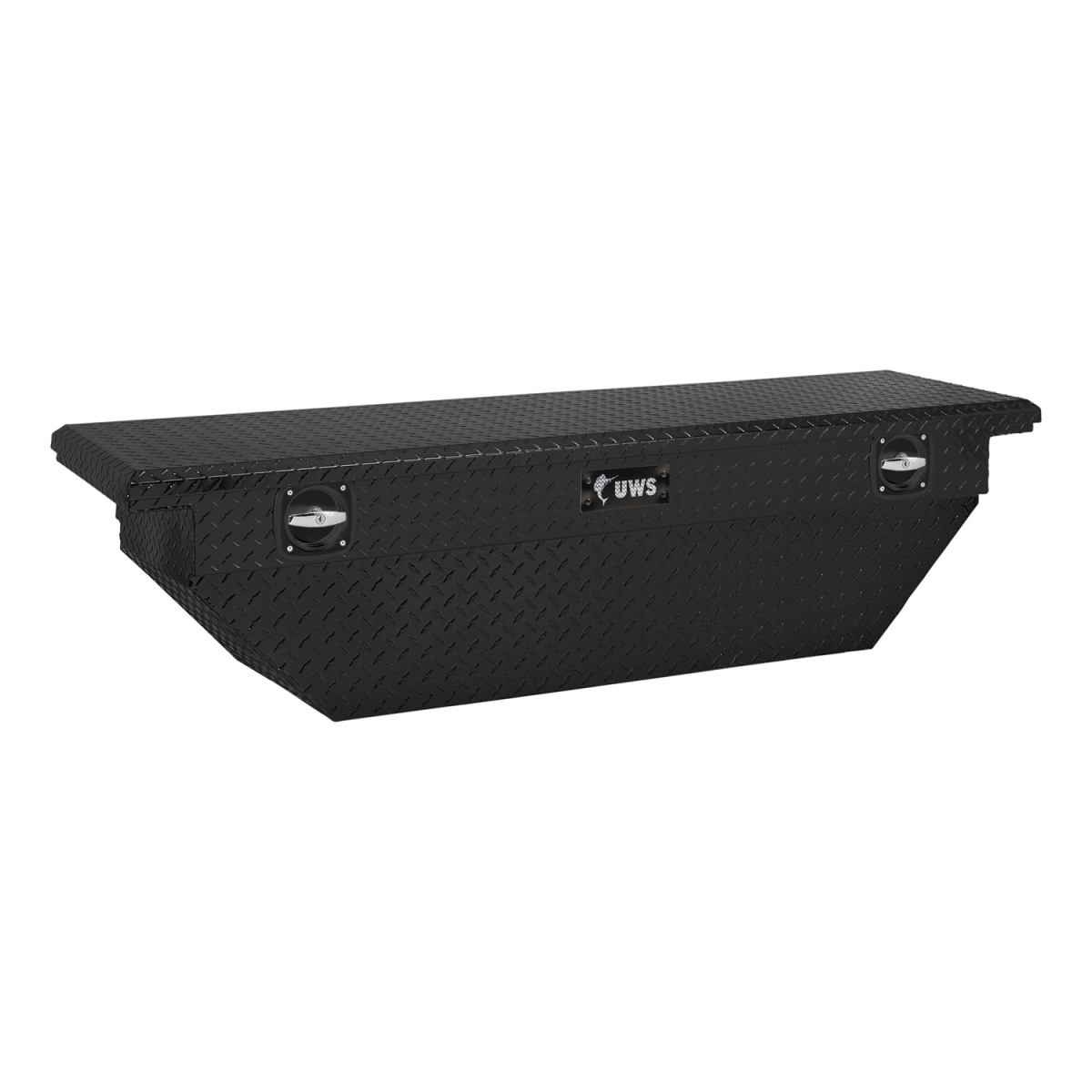 UWS - UWS | Secure Lock Low Profile Truck Tool Box (69" Deep Angled Crossover Tool Box; Powder-Coated Aluminum) | SLD-69-A-LP-MB