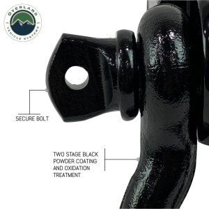 Overland Vehicle Systems - OVS | Receiver Mount Recovery Shackle 3/4" 4.75 Ton With Dual Hole Black Universal - Image 3