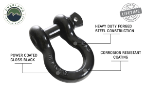 Overland Vehicle Systems - OVS | 3/4" Recovery Shackle - Gloss Black - Image 4