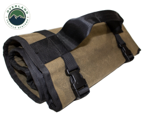 Overland Vehicle Systems - OVS | Rolled Bag General Tools With Handle And Straps Brown 16 LB Waxed Canvas Canyon Bag Universal - Image 1