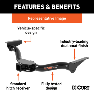 CURT - Class 3 Trailer Hitch, 2" Receiver, Select Ford Escape (Concealed Main Body) - Image 2