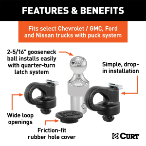 CURT - CURT 60692 OEM Puck System 2-5/16" Gooseneck Kit, Chevrolet, Ford, GMC, Nissan (30K) - Image 2