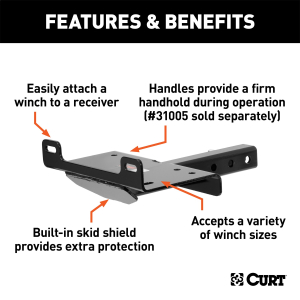 CURT - CURT 31010 Hitch-Mounted Winch Mount (Fits 2" Receiver) - Image 2