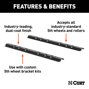 CURT - CURT 16200 Industry-Standard 5th Wheel Hitch Rails and Brackets, Carbide Black, 25,000 Pounds - Image 6