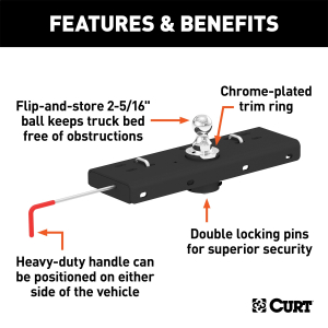 CURT - CURT 60607 Double Lock Gooseneck Hitch with 2-5/16-Inch Flip-and-Store Ball, 30,000 lbs - Image 4