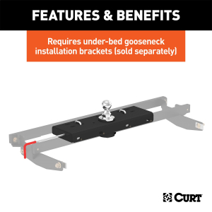 CURT - CURT 60607 Double Lock Gooseneck Hitch with 2-5/16-Inch Flip-and-Store Ball, 30,000 lbs - Image 8