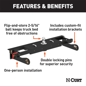 CURT - CURT 60680 Double Lock EZr Gooseneck Hitch Kit with Brackets, Select Silverado, Sierra - Image 3