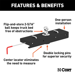 CURT - CURT 60611 Double Lock EZr Gooseneck Hitch with 2-5/16-Inch Flip-and-Store Ball, 30,000 lbs - Image 4