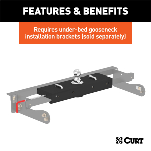 CURT - CURT 60611 Double Lock EZr Gooseneck Hitch with 2-5/16-Inch Flip-and-Store Ball, 30,000 lbs - Image 9