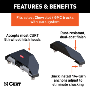 CURT - CURT 16025 Puck System 5th Wheel Legs, Select Silverado, Sierra 2500, 3500 HD, 8' Bed, 25K - Image 2