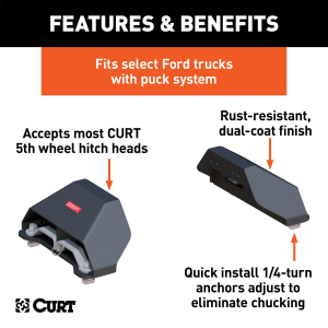 CURT - CURT 16017 Puck System 5th Wheel Legs, Select Ford F-250, F-350, F-450, 8' Bed, 24K - Image 2