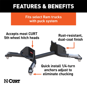 CURT - CURT 16021 Puck System 5th Wheel Legs, Select Ram 2500, 3500, 8' Bed, 25K - Image 3