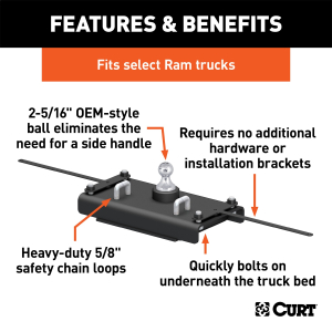 CURT - CURT 60614 Factory Original Equipment Style Gooseneck Hitch, 30,000 lbs. 2-5/16-Inch Ball, Fits Select Ram 2500 - Image 2