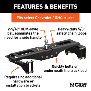 CURT - CURT 60642 Factory Original Equipment Style Gooseneck Hitch, 38,000 lbs. 2-5/16-In Ball, Fits Select Chevy Silverado, GMC Sierra 2500, 3500 HD - Image 2