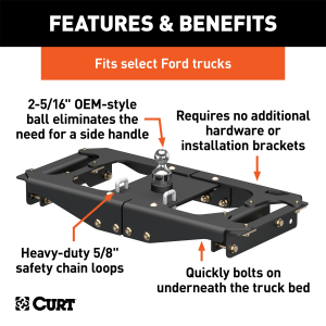 CURT - CURT 60700 Factory Original Equipment Style Gooseneck Hitch, 30,000 lbs. 2-5/16-Inch Ball, Fits Select Ford F-250, F-350, F-450 Super Duty - Image 2