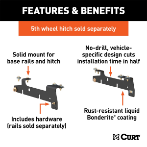 CURT - CURT 16437 5th Wheel Installation Brackets, Select Ford F-150, F-250 - Image 2