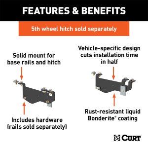 CURT - CURT 16443 5th Wheel Installation Brackets, Select Ford F-250, F-350 Super Duty - Image 2