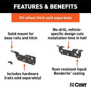 CURT - CURT 16424 5th Wheel Installation Brackets, Select Ford F-250, F-350, F-450 Super Duty - Image 2