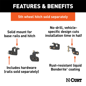 CURT - CURT 16427 5th Wheel Installation Brackets, Select Ram 2500, Except with 5th Wheel Prep Package - Image 2