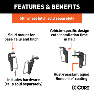 CURT - CURT 16430 5th Wheel Installation Brackets, Select Ram 2500, 3500 - Image 2