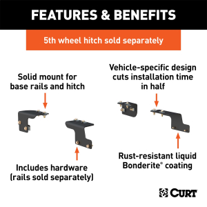 CURT - CURT 16468 5th Wheel Installation Brackets, Select Toyota Tundra, 6.5' Bed, Except Extended Crew Cab - Image 2