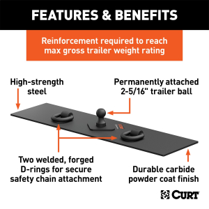 CURT - CURT 65500 Over-Bed Flat Plate Gooseneck Hitch - Image 3