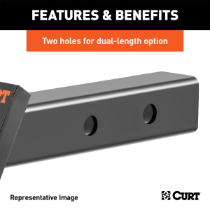 CURT - CURT 45240 Dual Length Trailer Hitch Ball Mount, 9-1/4-Inch or 12-1/4-Inch Length, Fits 2-Inch Receiver, 7,500 lbs, 1-Inch Hole, 6-Inch Drop - Image 5