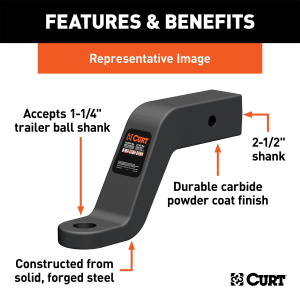 CURT - Commercial Duty Forged Ball Mount (2-1/2" Shank, 20,000 lbs., 8" Drop) - Image 3