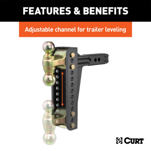 CURT - Adjustable Channel Mount with Dual Ball (2" Shank, 14,000 lbs., 10-1/8" Drop) - Image 3