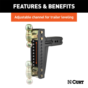 CURT - Adjustable Channel Mount with Dual Ball (3" Shank, 21,000 lbs., 10-5/8" Drop) - Image 3