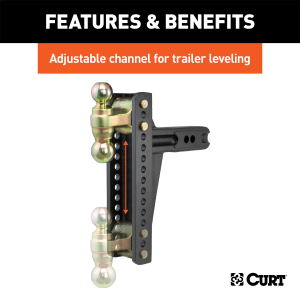 CURT - Adjustable Channel Mount, Dual Ball (2-1/2" Shank, 20,000 lbs., 10-3/8" Drop) - Image 3