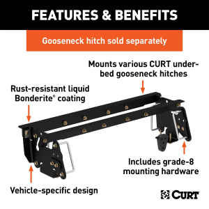 CURT - CURT 60661 Under-Bed Gooseneck Installation Brackets, Fits Select Dodge, Ram 2500, 3500 - Image 2