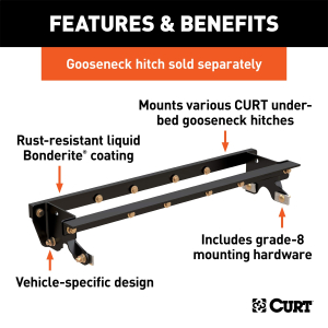 CURT - CURT 60649 Double Lock Gooseneck Installation Brackets, Fits Select Ford F-150 - Image 2