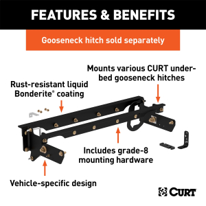 CURT - CURT 60644 Under-Bed Gooseneck Installation Brackets, Fits Select Ford F-250, F-350, F-450 Super Duty - Image 2