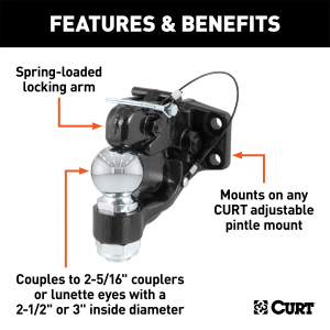 CURT - Ball & Pintle Hitch (2-5/16" Ball, 16,000 lbs. Ball Capacity) - Image 3