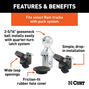 CURT - CURT 60618 OEM Puck System 2-5/16" Gooseneck Kit, Ram (30K) - Image 2