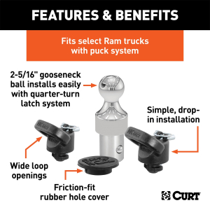 CURT - CURT 60638 OEM Puck System 2-5/16" Gooseneck Kit, Ram (38K) - Image 2