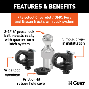 CURT - CURT | OEM Puck System 2-5/16" Gooseneck Kit; Chevrolet; Ford; GMC; Nissan; 38K | 60639 - Image 2